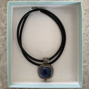 Square Blue Onyx Pendant Necklace